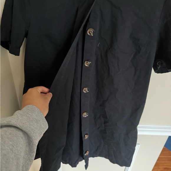 Who What Wear Sz Large Women’s Cotton Button Down Black Mini Short Sleeve Dress - Picture 4 of 8